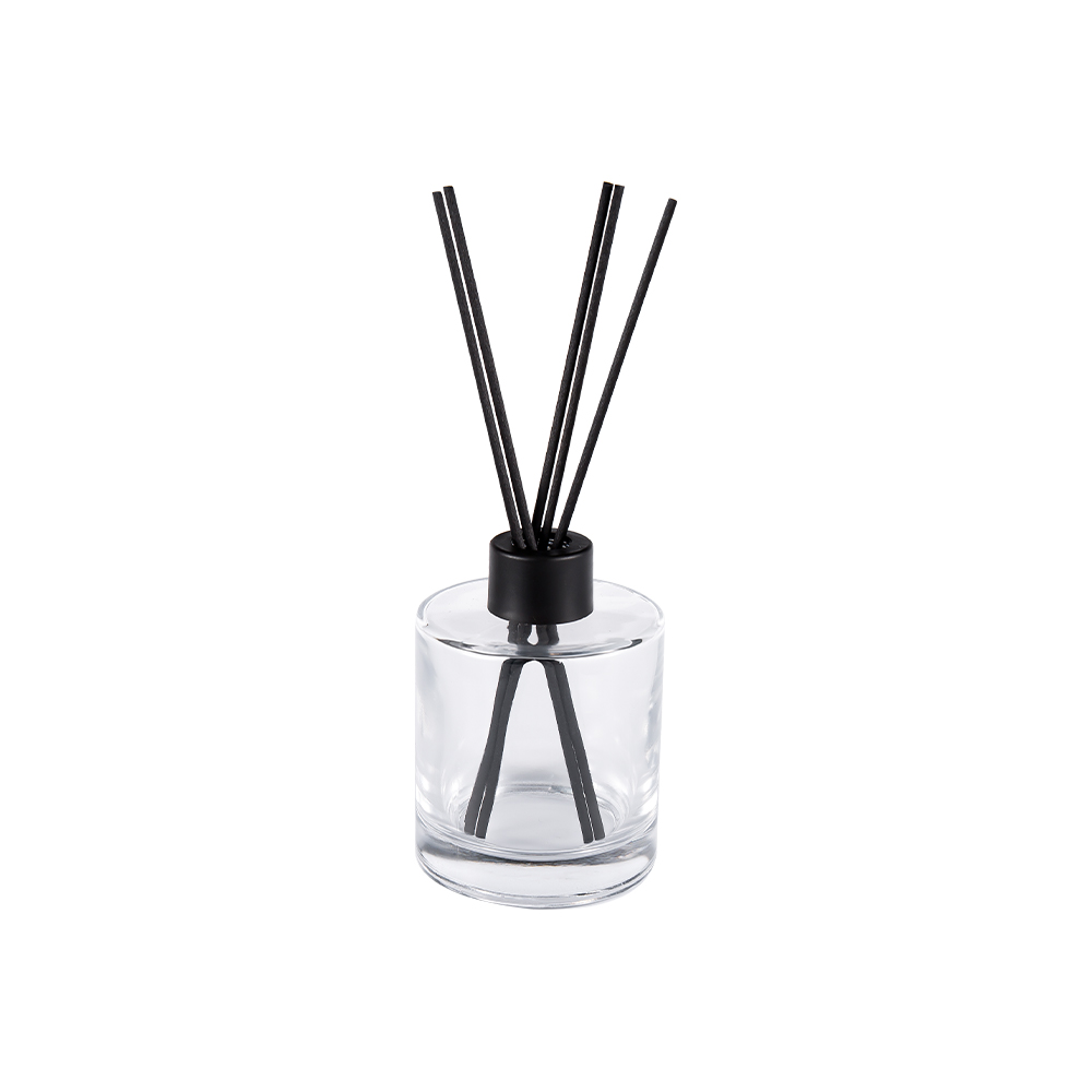 HJ-RX2109 ขวดแก้วกระจายแสงทรงกระบอกพลาสติกอลูมิเนียมฝาสติกเกอร์ไฟเบอร์สี