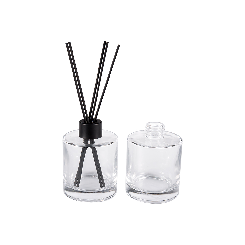 HJ-RX2109 ขวดแก้วกระจายแสงทรงกระบอกพลาสติกอลูมิเนียมฝาสติกเกอร์ไฟเบอร์สี