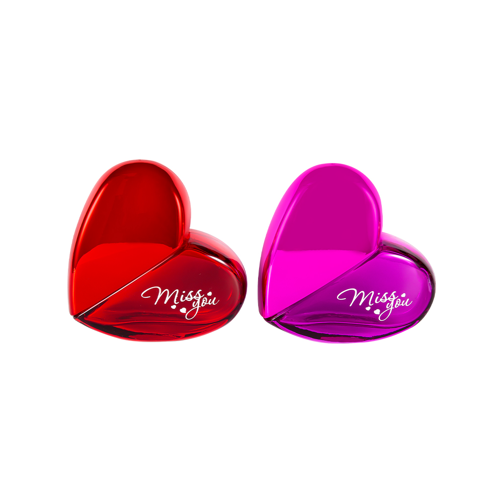 GC102-WJ797 ขวดน้ำหอมแก้วรูปหัวใจขนาด 100 มล. พร้อมฝาพลาสติก UV PP